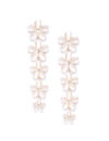 YouBella Off-White Gold-Plated Beaded Floral Drop Earrings